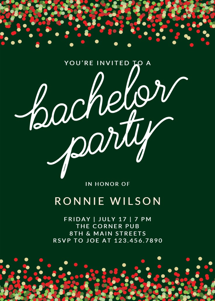 Party confetti Bachelor Party Invitation Template (Free) Greetings